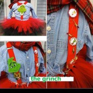 Grinch inspired Christmas denim outfit/Pageant OOC, Casual Wear/Christmas Wear